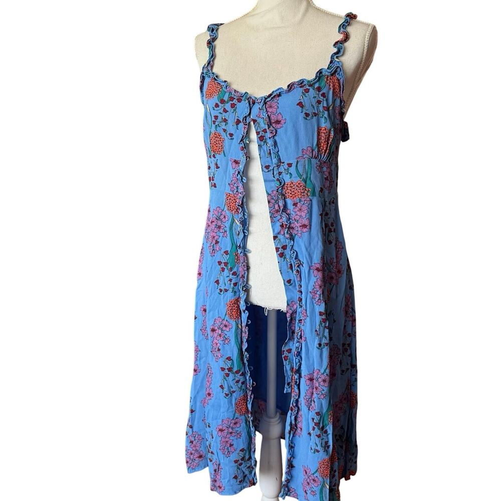 ASTR The Label blended blue knee length crepe sundress tea dress M medium - Picture 8 of 16
